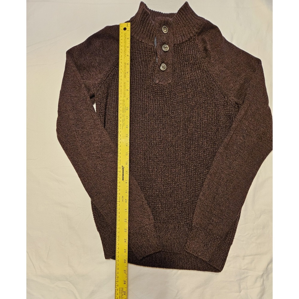 Weatherproof Vintage Small Brown Knit Pullover Sweater 3 Button Mock Neck - Picture 2 of 7